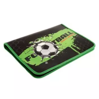 Папка для тетрадей А4, 230 х 325 х 25 мм, молния вокруг, пластиковая, ПМ-А4-04, "Улётный футбол"