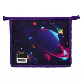 Папка для тетрадей пластиковая А5, молния сверху "Планеты"