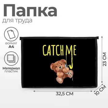 Папка для труда А4, 325 х 230 х 100 мм, молния сверху, пластиковая, ПТР-22 "Мишка"