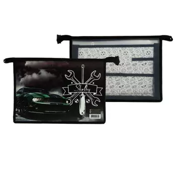 Папка для труда пластиковая А4, молния сверху, "Опасный авто"