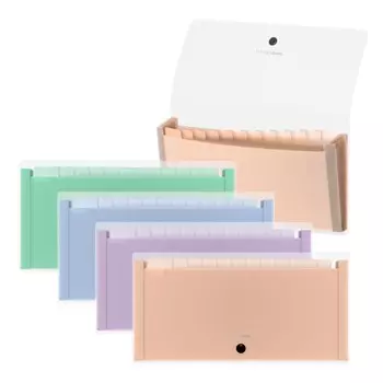 Папка-картотека, 260 х 138 мм (Travel), 12 отделений, 550 мкм, ErichKrause "Matt Pastel Bloom", на кнопке, тиснение "песок", микс