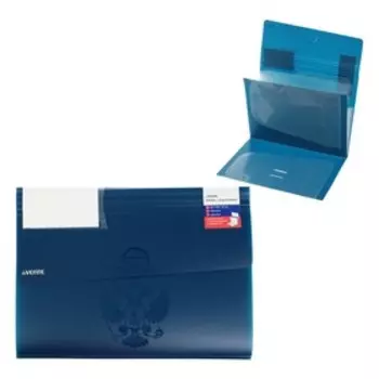 Папка-картотека на кнопке А4 deVENTE "Герб", 6 отделений, 400 мкм, фактура "песок", выбеленный лак, 2 кармана внутри