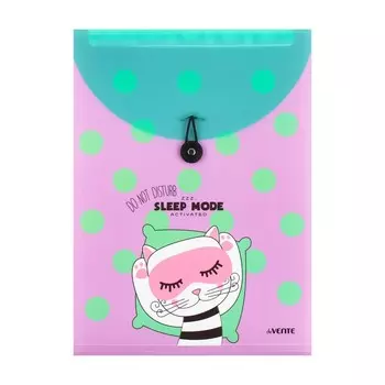 Папка-картотека на резинке А4, 6 отделений, deVENTE Sleep Mode 600 мкм фактура "песок", розовый/бирюзовый