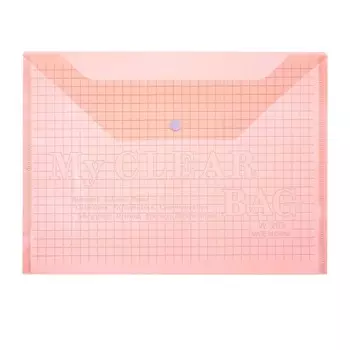 Папка-конверт "Клетка" на кнопке, А4, 80 мкр, тонированная, красная