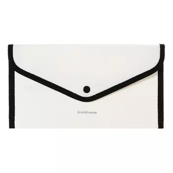 Папка-конверт на кнопке 260 х 140мм (Travel), 550 мкм, ErichKrause "Diamond Total White", обшитая, тиснение, непрозрачная, белая
