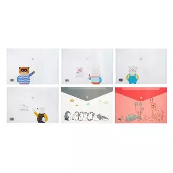 Папка-конверт на кнопке, А4, 160 мкм, МИКС