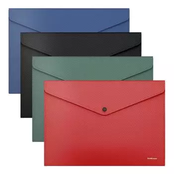 Папка-конверт на кнопке А4, 160 мкм, ErichKrause Diagonal Classic, с тиснением, непрозрачная, микс