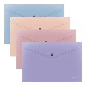 Папка-конверт на кнопке А4, 180 мкм, ErichKrause Soft Manga, непрозрачная, тиснение "софт-тач", МИКС