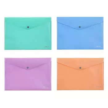 Папка-конверт на кнопке А4, 180 мкм, ErichKrause "Matt Pastel Bloom", непрозрачная, микс