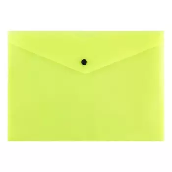 Папка-конверт на кнопке А4, 180 мкм, Calligrata Neon, полупрозрачная, неон желтый