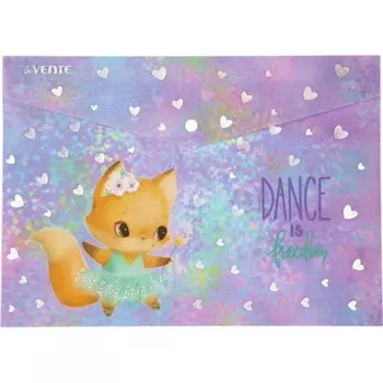 Папка-конверт на кнопке А4 дизайн 180 мкм, deVENTE Dance Fox сиреневая