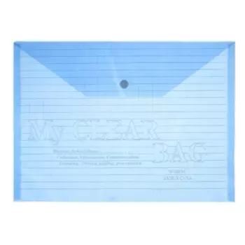 Папка-конверт на кнопке, А4, 140 мкм, Calligrata "Клетка", тонированная, синяя