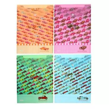 Папка-конверт на кнопке Calligrata "Ретро машины" А4, 180 мкм, вертикальная, МИКС