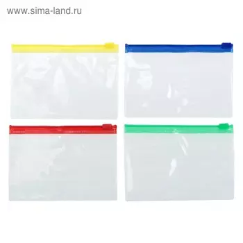 Папка-конверт на молнии А7+, 200 мкр, прозрачная молния, 8.513 см