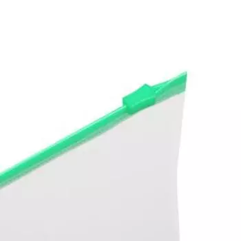 Папка-конверт на ZIP-молнии A4, 150 мкм, Calligrata, прозрачная, зелёная молния
