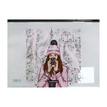 Папка-конверт на ZIP-молнии А4, 160 мкм, ErichKrause, Dreamy Girls, глянцевая, полупрозрачная, с принтом, микс