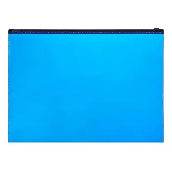 Папка-конверт на ZIP-молнии, А4, 180 мкм, ErichKrause "Diamond Total Black", полупрозрачная, тиснение, синяя