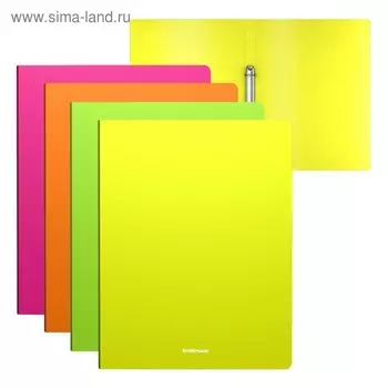 Папка на 2 кольцах А4, ErichKrause Matt Neon, 35 мм, 600 мкм, матовая, 4 вида, микс