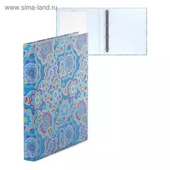 Папка на 4 кольцах А4, ErichKrause Enigma, 35 мм, 1750 мкм, ламинированная, твердая обложка, синяя, с рисунком