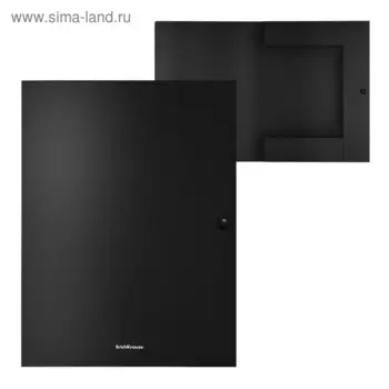 Папка на кнопке А4 ErichKrause Matt Classic, 3 клапана, пластиковая, корешок 8 мм, 400 мкм, чёрная