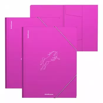 Папка на резинке А4, 600 мкм, ErichKrause "Neon Animals", текстура "песок", розовая, микс