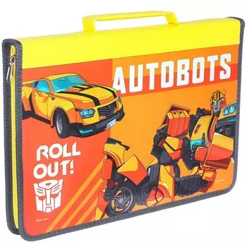 Папка-пенал для труда А4, молния вокруг с ручкой, "Бамблби" (объемный 3D-рисунок с эффектом металлика)