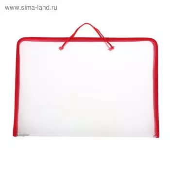 Папка пластик с ручками А3, 460 х 325 х 50 мм, 0.5, молния вокруг, ОФИС ПМ-А3-36 красная