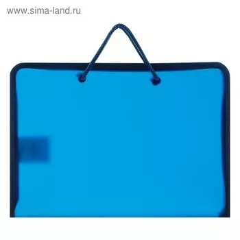 Папка с ручками А4, 230 х 185 х 25 мм, молния вокруг, пластиковая, ПТ-112, "Офис", тонированная, цвет тёмно-синий