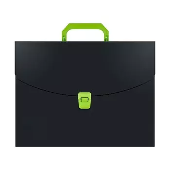 Папка портфель А4, 700 мкм, 1 отделение, Calligrata, чёрный с салатовым