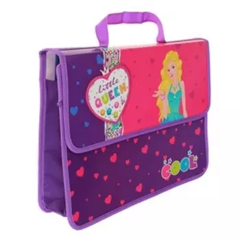 Папка-портфель А4, 330 х 240 х 90 мм, пластиковая, на липучке, ПМ-А4-23 "Современная принцесса"