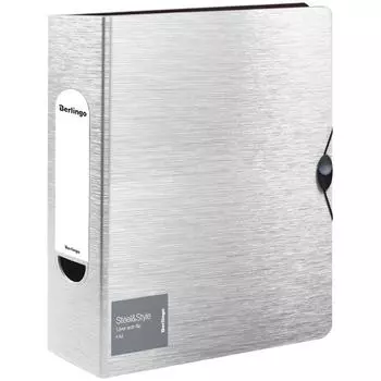 Папка-регистратор А4 80мм "Steel&amp;Style", 2500мкм, пластик (полифом), на резинке, внутр.карм, белая