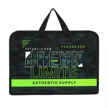 Папка с ручками А4, 340 х 245 х 75 мм, пластиковая, ручки-тесьма, Оникс ПТ-14-4 "Камуфляж Break"