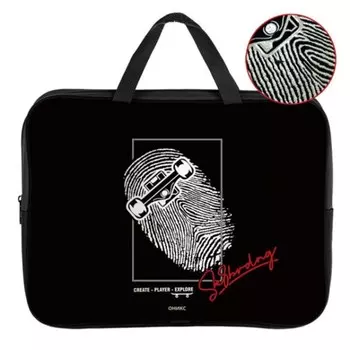 Папка с ручками А4, 350 х 265 х 80 мм, текстильная, ручки-тесьма, фольга, ПМД 4-22 "Скейт арт" 70054