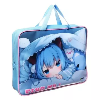 Папка с ручками, А4, 80мм, 350 х 265 мм, текстильная, (ручка-тесьма), ПМД 4-20 "Аниме милашка" 69427