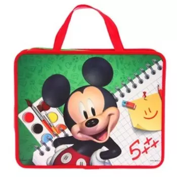 Папка пластиковая с ручками А4, на молнии, 273510 мм, «Микки Маус»