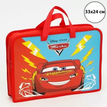 Папка пластиковая с ручками А4, на молнии, 83324 см, «Тачки»