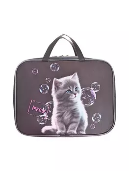 Папка с ручками текстильная А4, 35027080 мм, Stavia «Котенок с мыльными пузырями»