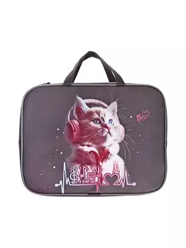 Папка с ручками текстильная А4, 35027080 мм, Stavia «Котик в наушниках»