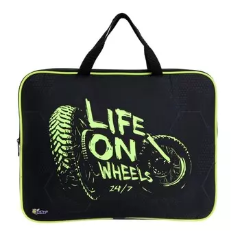 Папка с ручками, текстильная, А4, 350 х 265 х 45 мм, «Оникс», ПМД 2-20, «Байк арт», ручка-тесьма