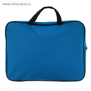 Папка с ручками текстильная А4, 350 х 265 х 45 мм, ПМД 2-42 "Офис", внутренний карман, ярко-голубая/чёрная