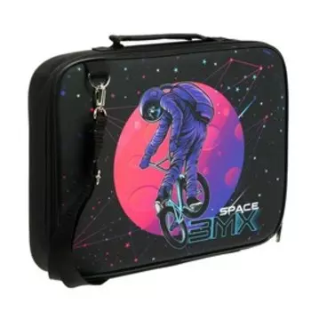 Папка с ручками, текстильная, А4, 350 х 265 х 60 мм, «Оникс», ПМД 6-20, с плечевым ременем, «Космонавт BMX»