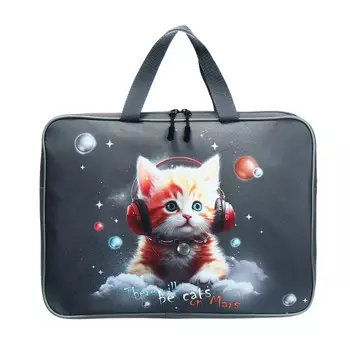 Папка с ручками текстильная А4, 370 х 280 х 60 мм, Stavia "Марсианский котик"