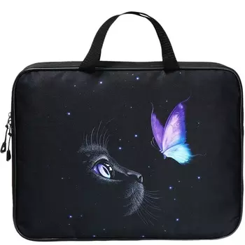 Папка с ручками текстильная А4, 370 х 280 х 60 мм, Stavia "Кошка"