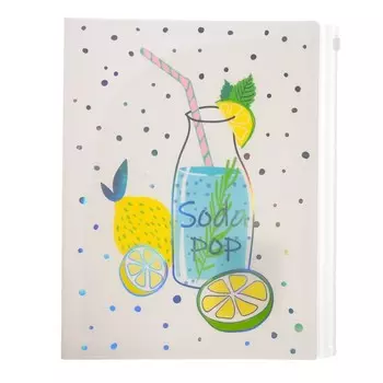 Папка-уголок 4 отденения А4 отд Феникс отд на ZIP молнии, Лимонад тис.ф бел 50963