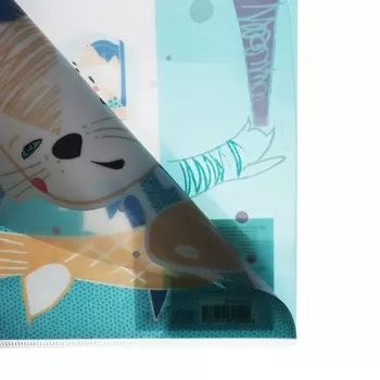 Папка-уголок А4, 180 мкм, "Коты в японском стиле", МИКС