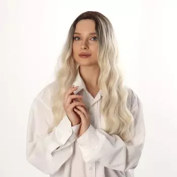 Парик искусственный, имитация кожи, 60 см, 160 г, омбре русый, блонд