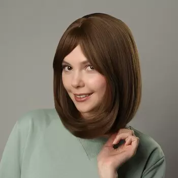 Парик искусственный, с чёлкой, имитация кожи, 30 см, цвет русый