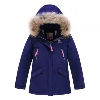 Парка для девочки, цвет тёмно-синий, рост 140 см