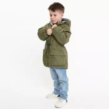 Парка для мальчика, цвет хаки, рост 140-146 см
