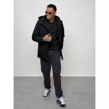 Парка мужская демисезонная, размер 52, цвет чёрный